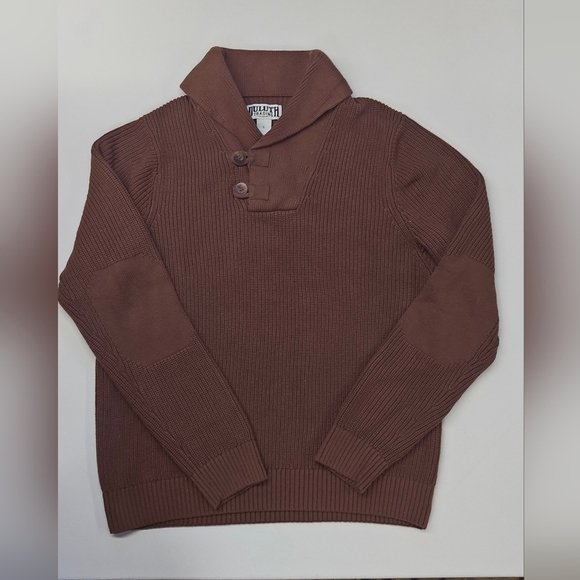 Duluth Trading Co Other - Duluth Men Large High Neck Infantry Sweater Brown Shawl Thick Cotton Knit